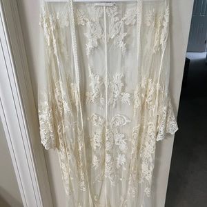 White boho style lace cover up